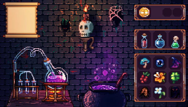 Personal Project for a friend who did Gamejam. The theme was "Shadow and Alchemy"